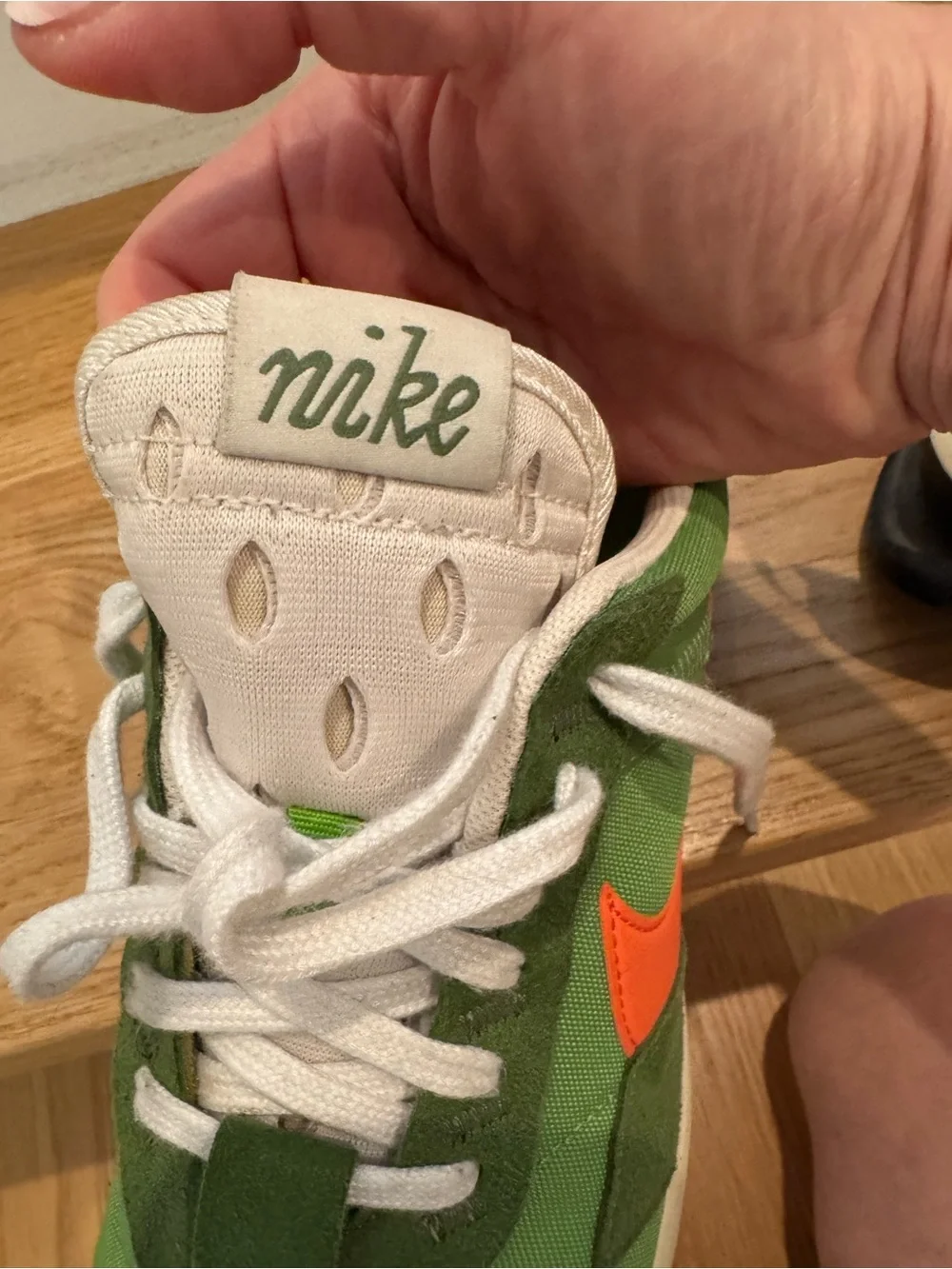 Nike Air Max Pre-Day LX Green with Orange Swoosh. Unisex.